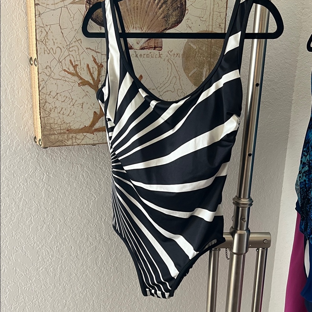 Longitude Black and White Swirl One Piece